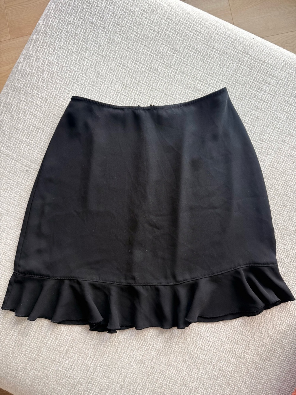 Sunday Best Black Flowy Mini Skirt with Ruffle Hem
